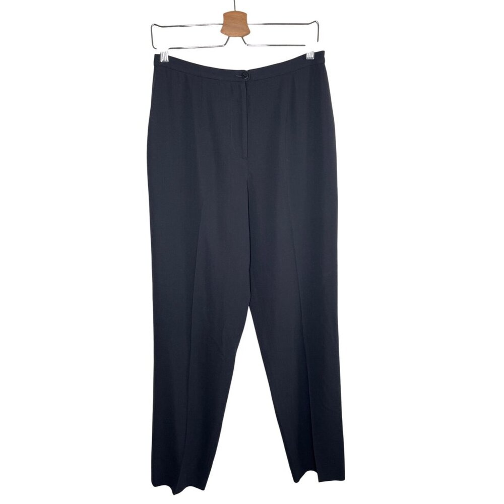 Giorgio Armani Classico Womens Black Wool Silk Blend Trousers Size 44 IT